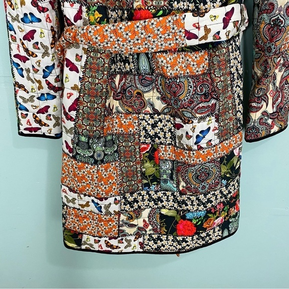 Alice + Olivia Moya Patchwork Tapestry Floral Quilted Coat Belted Butterfly Sz S - Picture 10 of 11